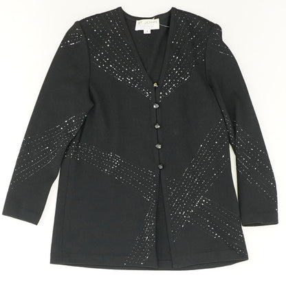 Vintage 1990's Black Embroidered Detail Cardigan Sweater