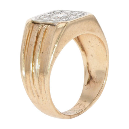 .75 Ct 14K Gold Square Top With Round Diamond Cluster Cocktail Ring