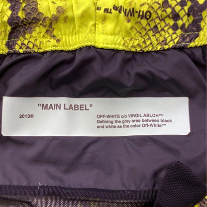 Fluorescent Yellow Snake Print Swim Shorts