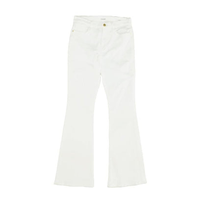 White Solid Mid Rise Bell Bottom Jeans