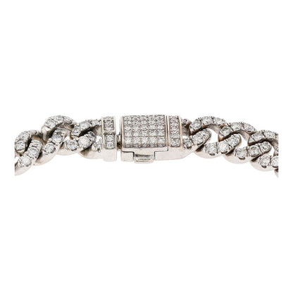 14K White Gold Diamond Pave Cuban Link Bracelet