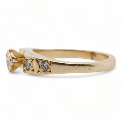 14K Gold Round Diamond Engagement Ring With Diamond Accents