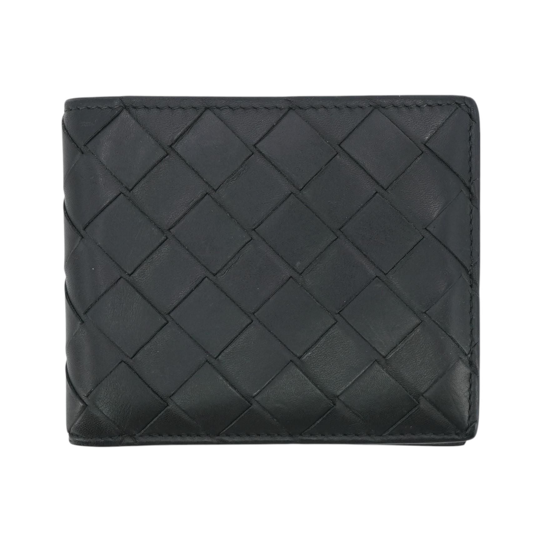 Black Intrecciato Leather Bi-Fold Wallet – Unclaimed Baggage