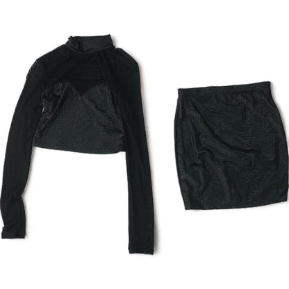 Black Animal Print Mini Skirt & Blouse