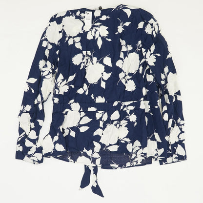 Navy Floral Long Sleeve Blouse
