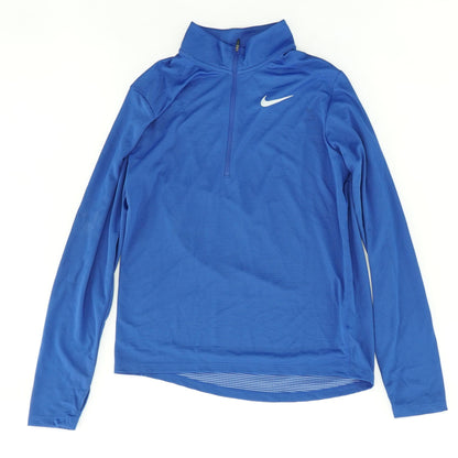 Blue Solid Active Pullover
