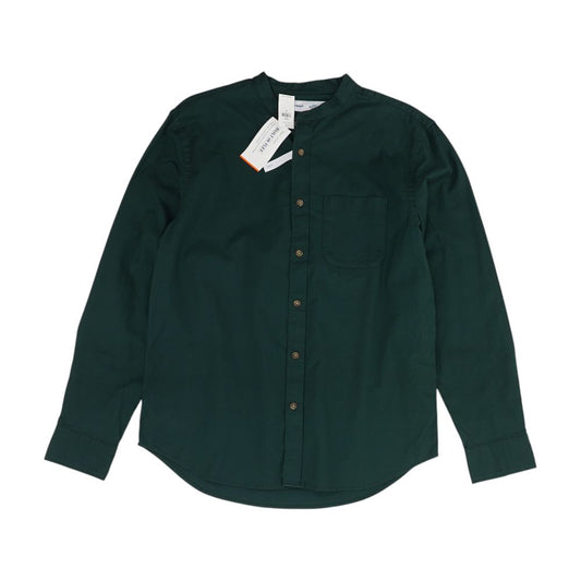 Green Solid Long Sleeve Button Down