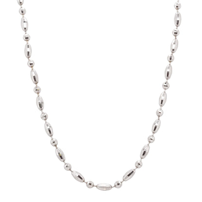 18K White Gold Textured Beaded Chain Necklace