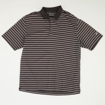 Brown Striped Short Sleeve Polo