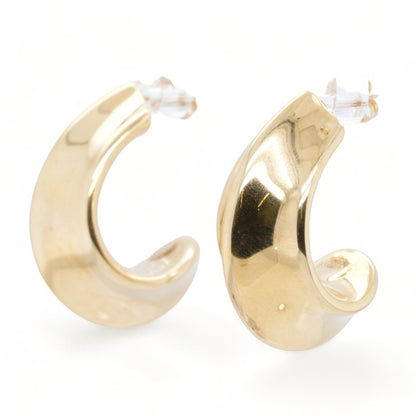 14K Gold Hollow Half Hoop Earrings