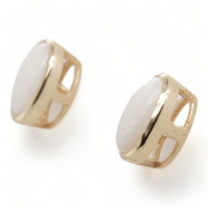 10K Gold Bezel Set Opal Stud Earrings