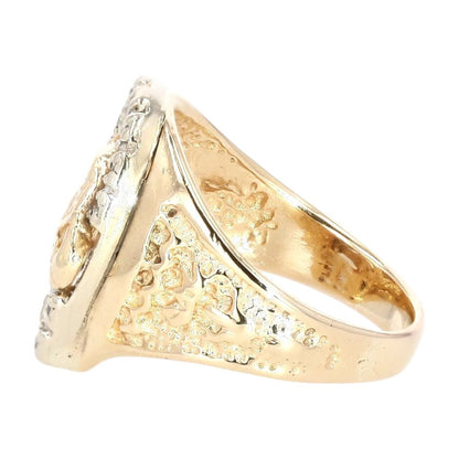 .10 Ct 14K Gold Horseshoe And Horse Head Diamond Accented Ring