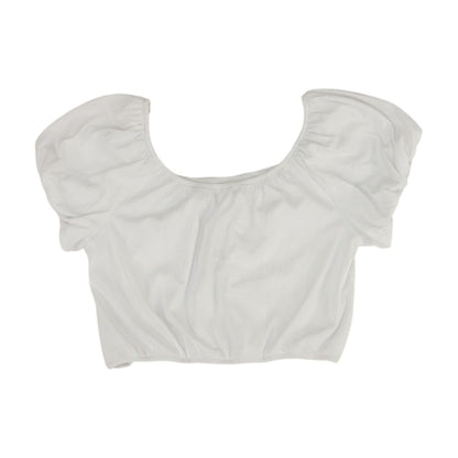 White Cropped Knit Top