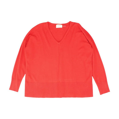 Red Solid V-Neck Sweater