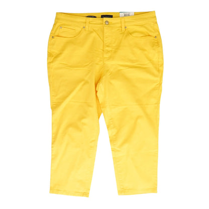 Yellow Solid Capri Pants