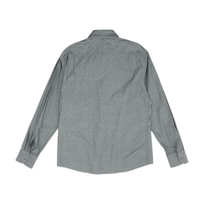 Gray Solid Long Sleeve Button Down