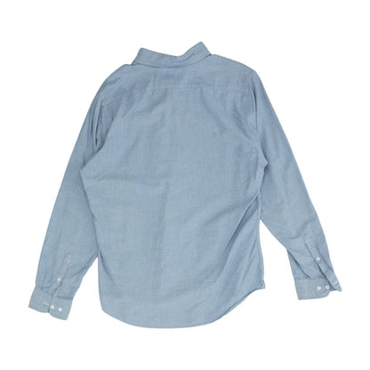 Blue Solid Long Sleeve Button Down