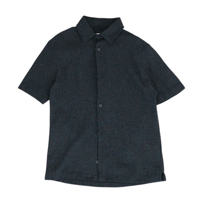 Gray Solid Short Sleeve Button Down