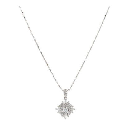 .70 Ct 18K White Gold Snowflake Style Round Diamond Pendant Necklace