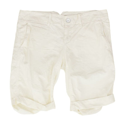 White Solid Khaki Shorts