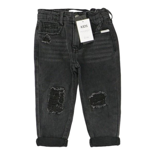 Black Solid Mid Rise Regular Jeans