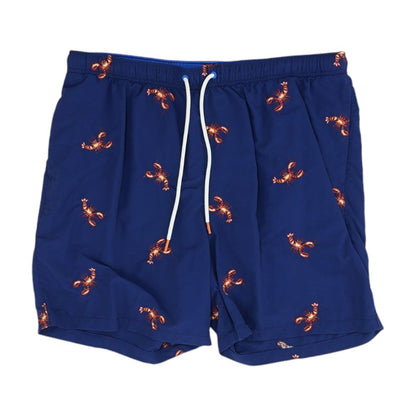 Navy Embroidery Detail Swim Shorts