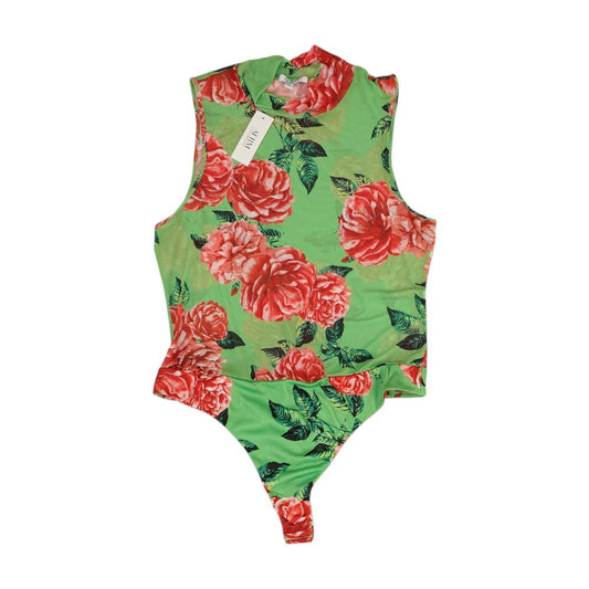 Green Floral Bodysuit Knit Top
