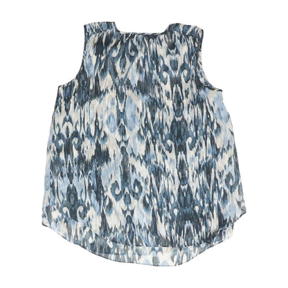 Blue Graphic Sleeveless Blouse