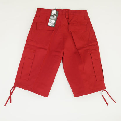Red Solid Cargo Shorts