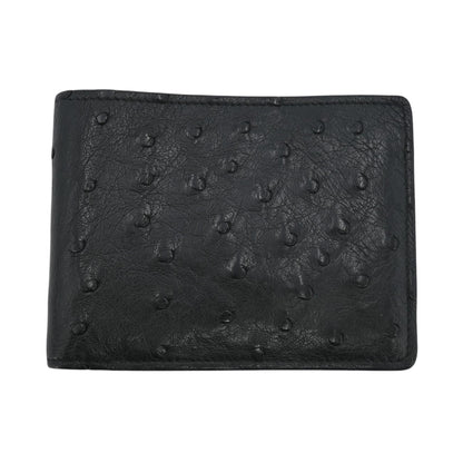 Black Multiple Wallet in Ostrich Leather
