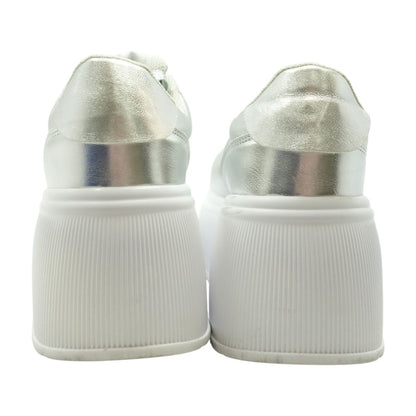 Platform Sneakers Silver Low Top Athletic Shoes
