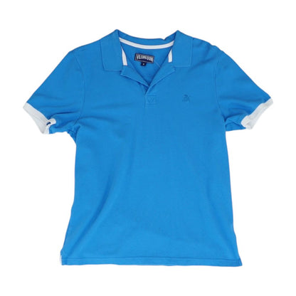 Blue Solid Short Sleeve Polo