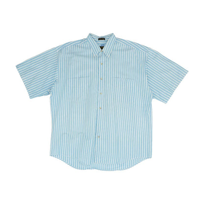 Blue Striped Short Sleeve Button Down