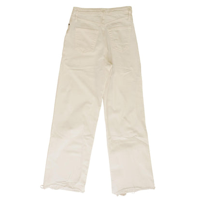 White Solid Mid Rise Regular Jeans