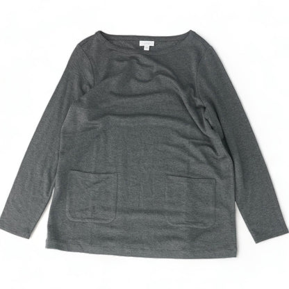 Charcoal Solid Long Sleeve Blouse