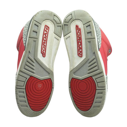 Jordan 3 Retro Red Leather Athletic Shoes