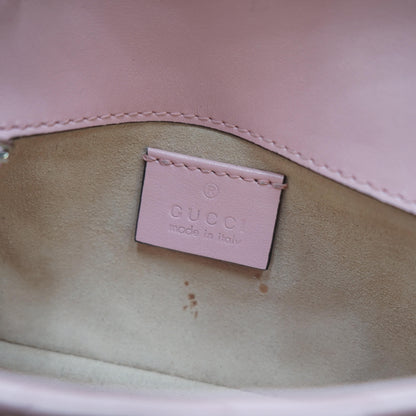 Pink GG Marmont Super Mini Bag in Chevron Leather