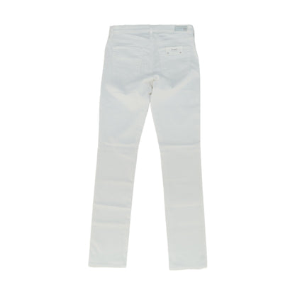 White Solid Straight Leg Jeans