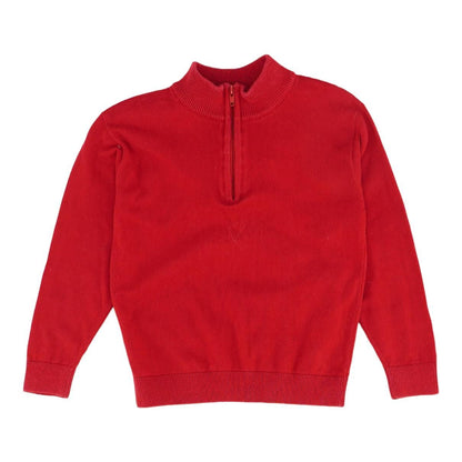 Red Solid 1/4 Zip Sweater