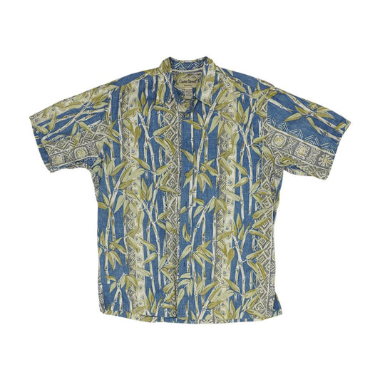 Blue Graphic Short Sleeve Button Down