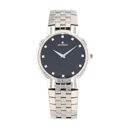 Men's Faceto Diamond Accented Stainless Steel Diamond Watch