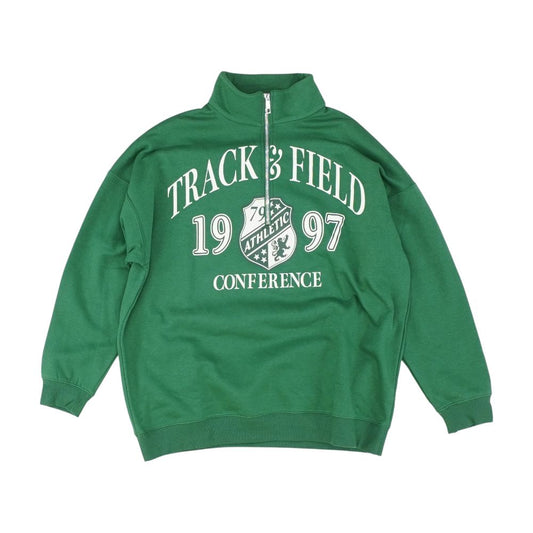 Green Solid 1/4 Zip Pullover