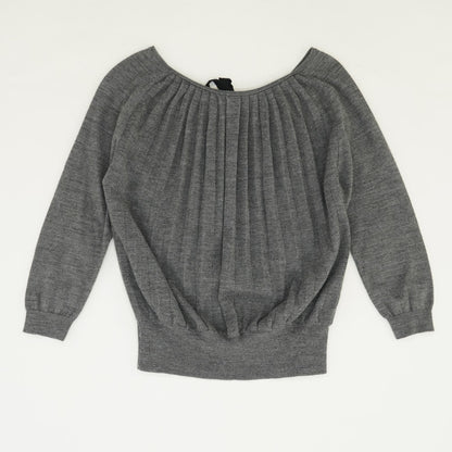 Gray Solid Cropped Sweater