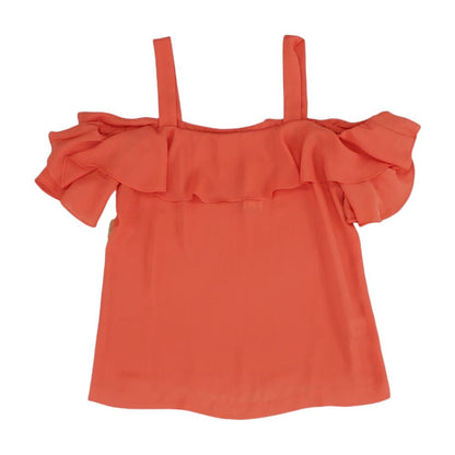 Coral Solid Short Sleeve Blouse