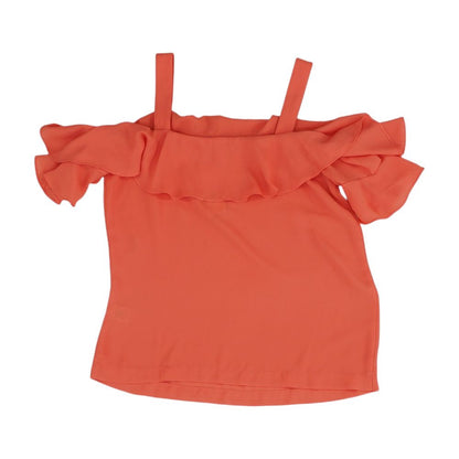 Coral Solid Short Sleeve Blouse