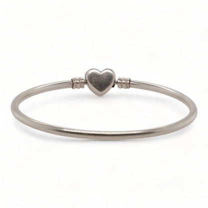 Sterling Silver Moments Heart And Butterfly Bangle Bracelet