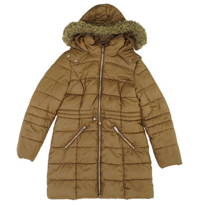 Brown Solid Puffer Coat