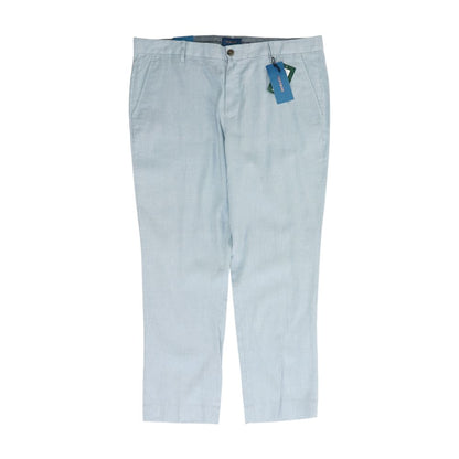 Blue Solid Dress Pants