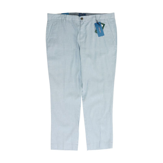 Blue Solid Dress Pants