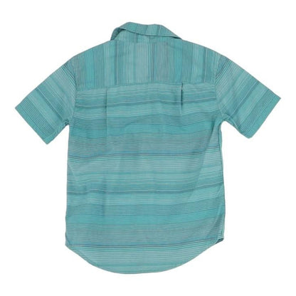 Teal Striped Short Sleeve Button Down
